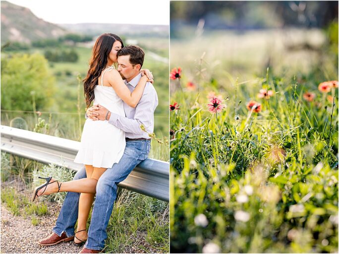 Lubbock, TX proposal photo session with wildflowers