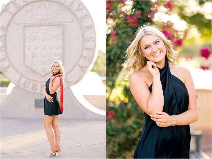 Senior photos on the Texas Tech campus