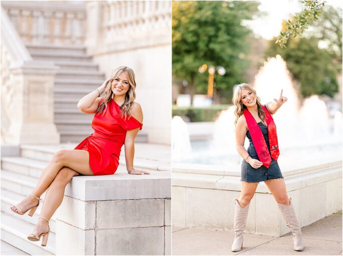 Texas Tech senior photo shoot at fountain